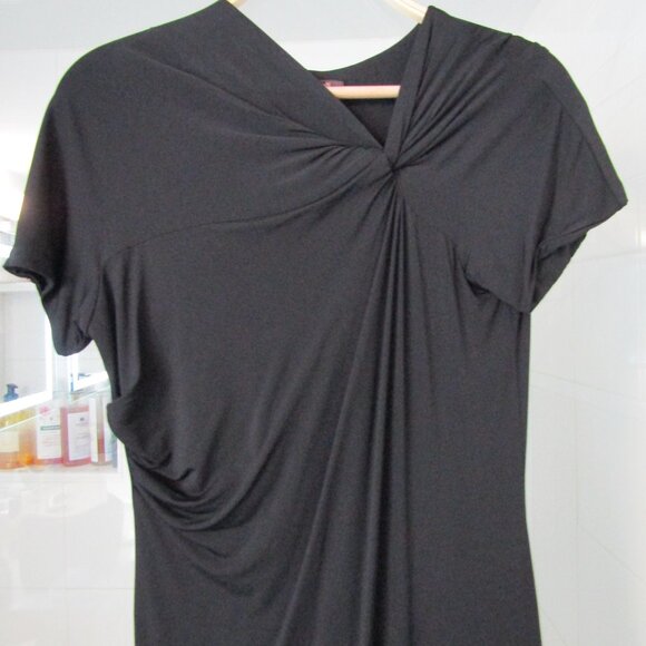 ROBERTO CAVALLI Asymmetrical Black Stretchy Dress--Size 46/10 - Picture 2 of 8